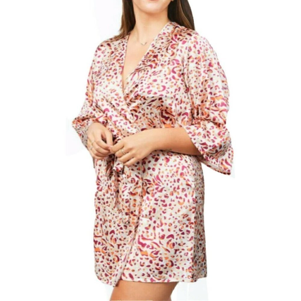 Amanda Uprichard New York Animal Print Robe Burgundy Orange OSP (Sz 12-20)